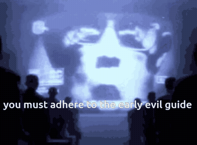 People Watching Screen Saying You Must Adhere To The Early Evil Guide GIF