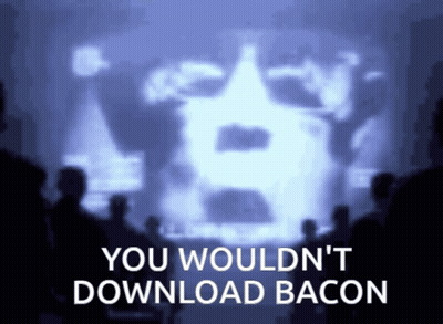 People Watching Screen Saying You Wouldn't Download Bacon GIF