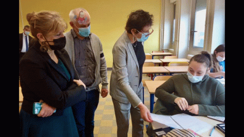 People Wearing Face Masks In Classroom GIF