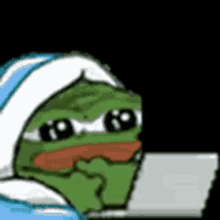Pepe Frog Meme Close Laptop Sad Crying