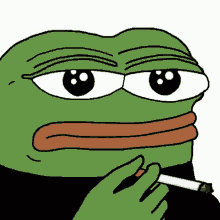 Pepe Frog Meme Smoking Cigarette Straight Face
