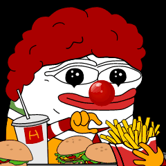 Pepe The Frog Clown Eating Mcdonalds Meal GIF