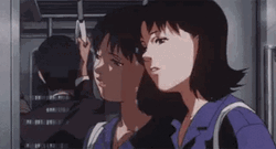 Perfect Blue Anime Character Mima Kirigoe Riding Train GIF