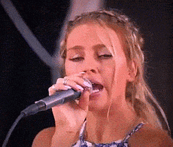 Perrie Edwards Singing With Braided Pony Tail GIF