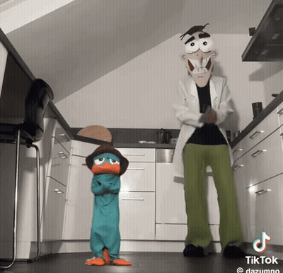 Perry The Platypus And Dr. Seuss In Kitchen GIF