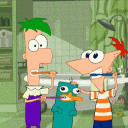 Perry The Platypus Brushing Teeth With Phineas Ferb GIF