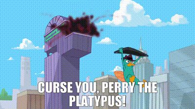 Perry The Platypus Flying Over City GIF