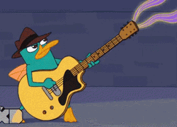 Perry The Platypus Playing Guitar Tricks GIF
