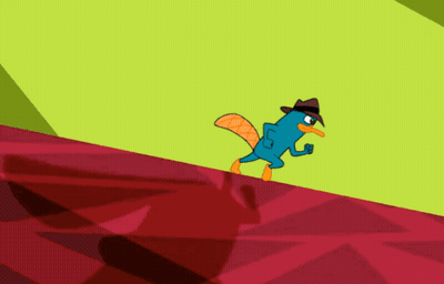 Perry The Platypus Running On Red Surface GIF