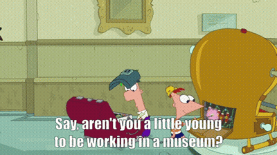 Perry The Platypus Saying Say Aren't You A Little Young To Be Working In A Museum GIF