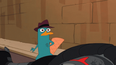 Perry the Platypus Standing Next to Robot