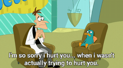 Perry The Platypus Talking To Man In Chair GIF