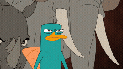 Perry The Platypus Talking To Man In Chair GIF