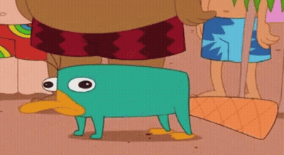 Perry The Platypus Walking On Beach With Stick GIF