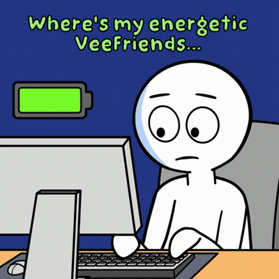 Person At Computer Saying Where's My Energetic Veefriends GIF