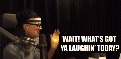 Person At Microphone Saying Wait What's Got Ya Laughin Today GIF
