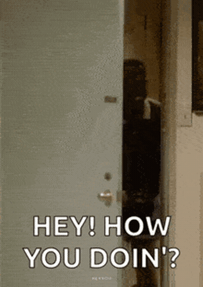 Person Behind Door Saying Hey How You Doin GIF