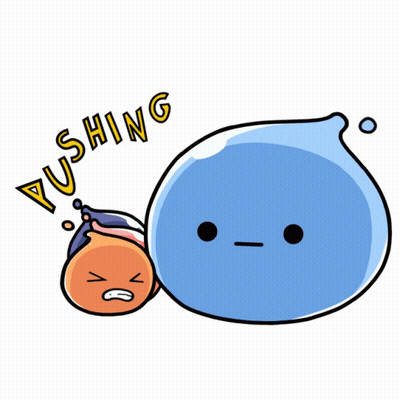 Person Being Pushed By Large Blue Object GIF