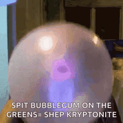 Person Blowing Bubblegum Balloon Spit Bubblegum On The Greens Shep Kryptonite GIF