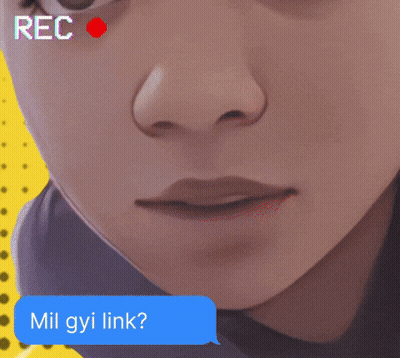 Person Blue Speech Bubble Saying Mil Gyi Link GIF