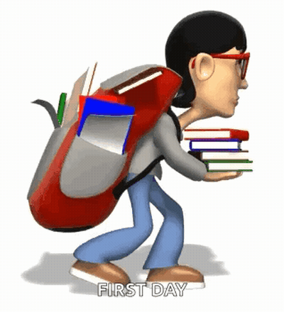 Person Carrying Backpack And Books GIF