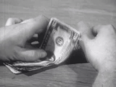 Person Counting Stack Of Money Black And White GIF
