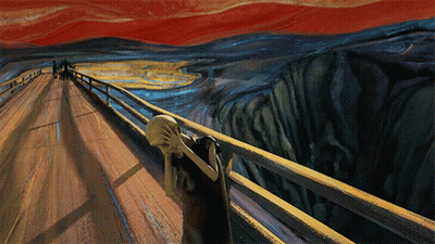 Person Covering Face On Bridge GIF
