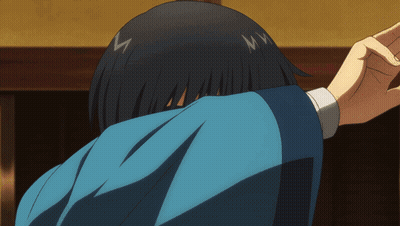 Person Covering Face With Blue Cloth GIF