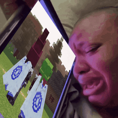 Person Crying Watching Minecraft GIF