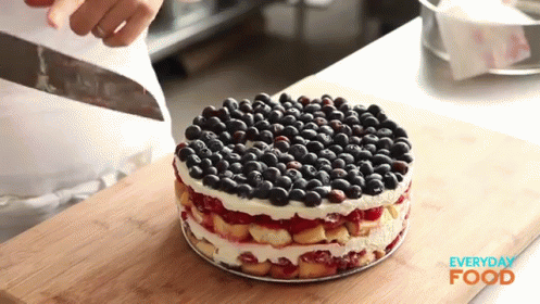 Person Cutting Cake With Food Text GIF