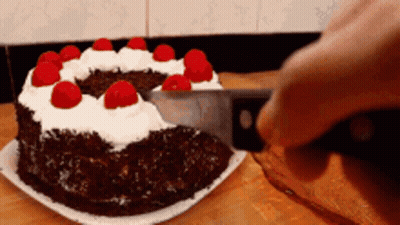Person Cutting Cake With Knife GIF