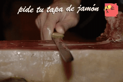 Person Cutting Meat With Pide Tu Tapa De Jamon GIF