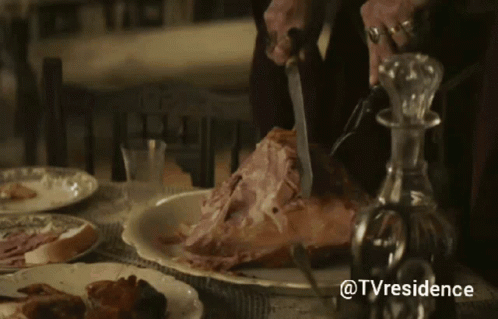 Person Cutting Meat With @Tvresidence GIF