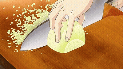 Person Cutting Onion With Knife GIF