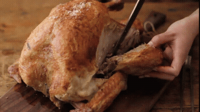 Person Cutting Roasted Turkey GIF