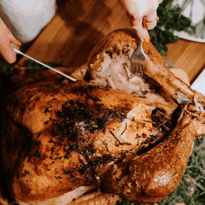 Person Cutting Roasted Turkey GIF