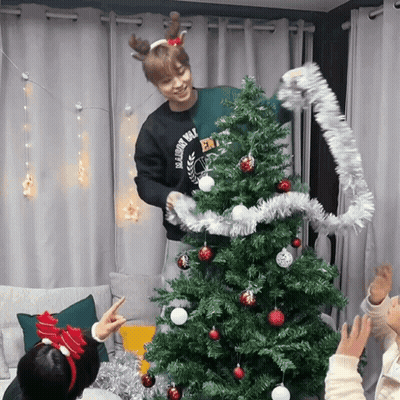 Person Decorating Christmas Tree With Rainbow Vol.1 GIF