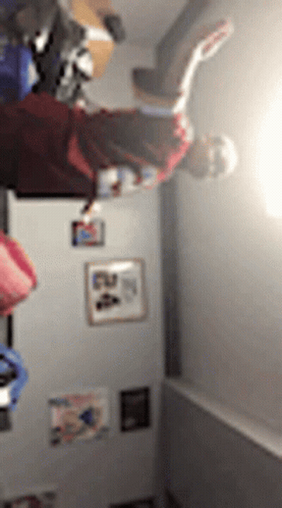 Person Doing Handstand In Messy Room GIF