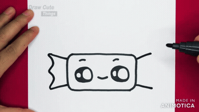 Person Drawing Candy Bar With Face Saying Draw Cute Things GIF