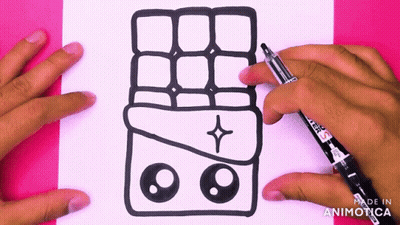 Person Drawing Chocolate Bar With Pen GIF