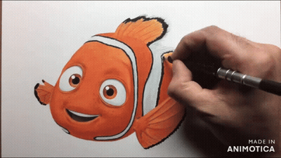 Person Drawing Clown Fish GIF