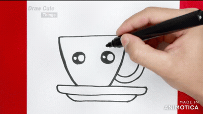 Person Drawing Cup With Saucer GIF
