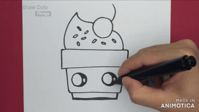 Person Drawing Cupcake With Marker GIF