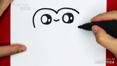 Person Drawing Face On Paper With Marker GIF