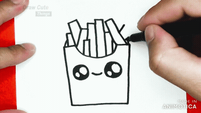 Person Drawing French Fries With Marker GIF