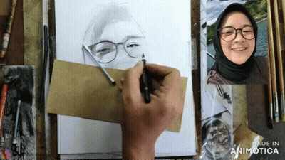 Person Drawing Girl With Glasses GIF