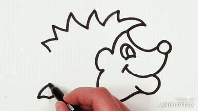 Person Drawing Hedgehog With Permanent Marker GIF