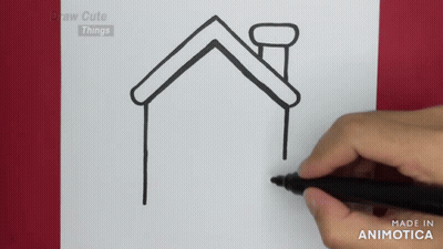 Person Drawing House With Marker GIF
