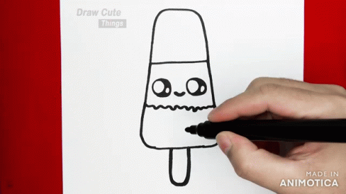 Person Drawing Ice Cream With Marker Saying Draw Cute Things GIF