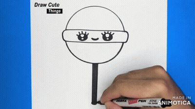 Person Drawing Ninja Lollipop With Zebra Pen GIF